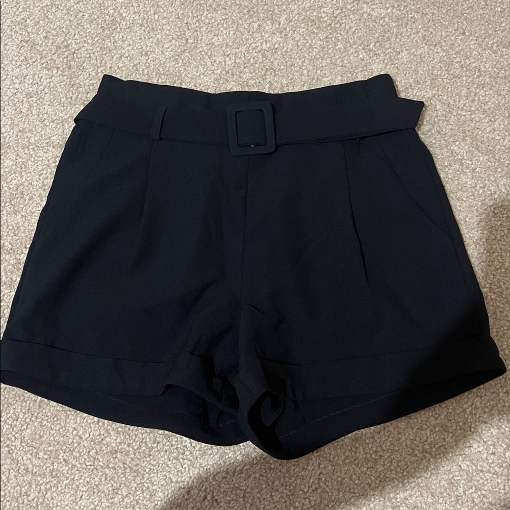 Have Black High-Waist Belted Tailored Shorts